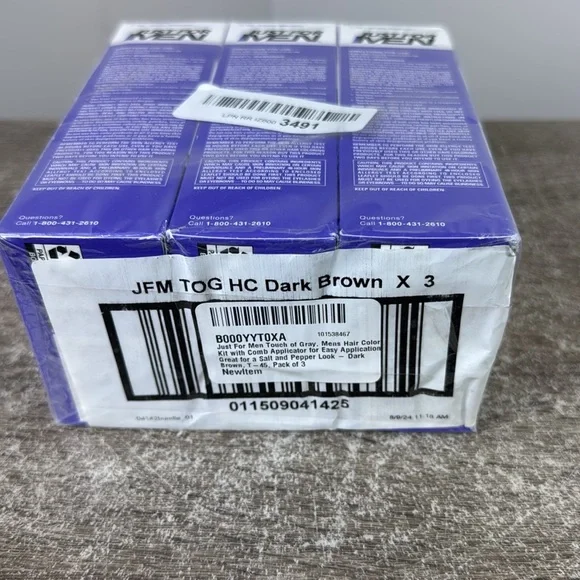 Pack of 3 Just for Men Touch of Gray Comb-In Hair Color Kit T45 Dark Brown - Picture 4 of 4